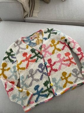 World folk art Nanaimo cotton art knit cardigan